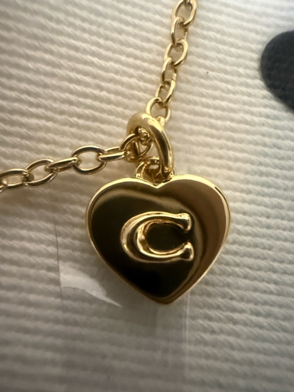 COACH Gold Heart Charm Pendant Necklace - Picture 4 of 8